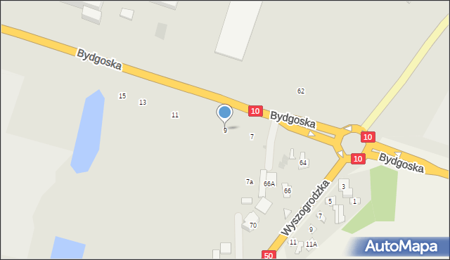 Płońsk, Bydgoska, 9, mapa Płońsk