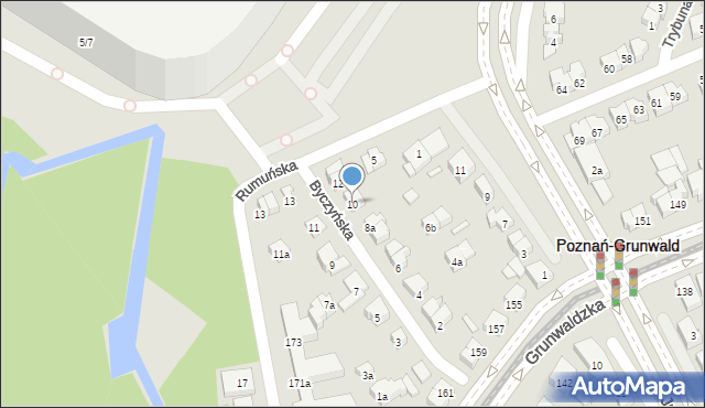 Poznań, Byczyńska, 10, mapa Poznania