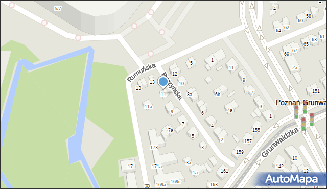 Poznań, Byczyńska, 11, mapa Poznania