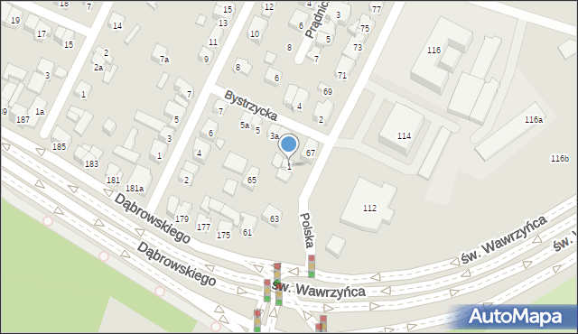 Poznań, Bystrzycka, 1, mapa Poznania