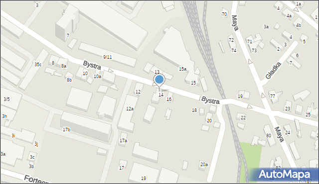 Poznań, Bystra, 14a, mapa Poznania