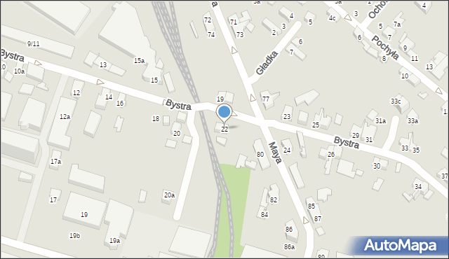 Poznań, Bystra, 22, mapa Poznania