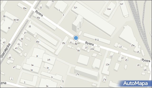 Poznań, Bystra, 8a, mapa Poznania