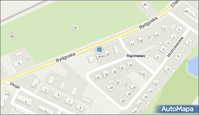 Raciniewo, Bydgoska, 27, mapa Raciniewo