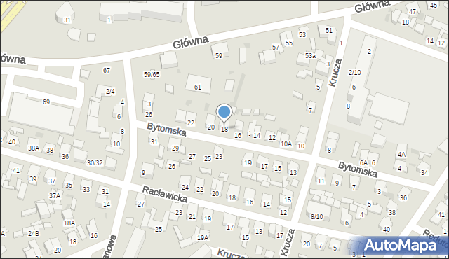 Radom, Bytomska, 18, mapa Radomia