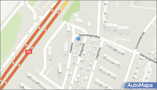 Sosnowiec, Bydgoska, 3, mapa Sosnowca