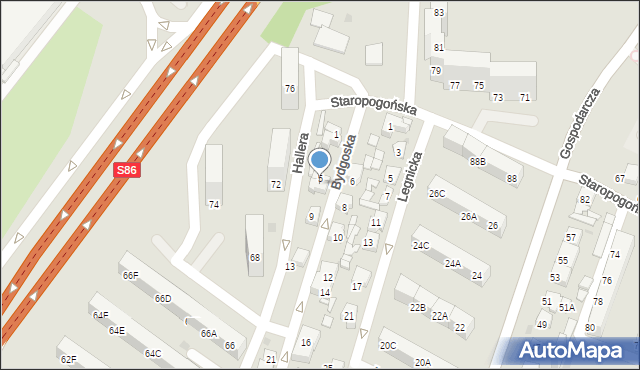 Sosnowiec, Bydgoska, 7, mapa Sosnowca