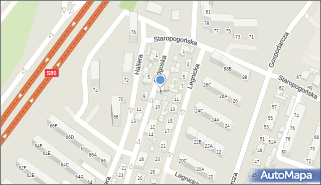 Sosnowiec, Bydgoska, 8, mapa Sosnowca