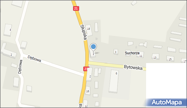 Suchorze, Bytowska, 1, mapa Suchorze