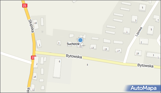 Suchorze, Bytowska, 11, mapa Suchorze