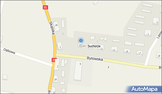 Suchorze, Bytowska, 5, mapa Suchorze