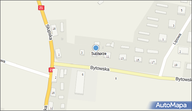 Suchorze, Bytowska, 9, mapa Suchorze