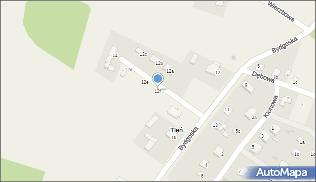 Tleń, Bydgoska, 12f, mapa Tleń