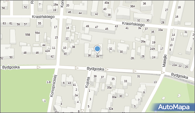 Toruń, Bydgoska, 34, mapa Torunia
