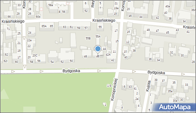 Toruń, Bydgoska, 46, mapa Torunia