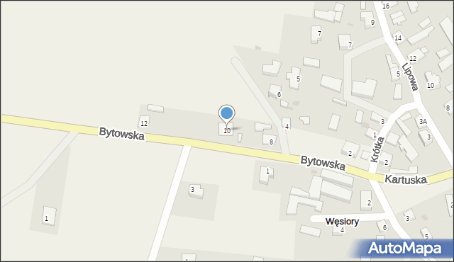 Węsiory, Bytowska, 10, mapa Węsiory