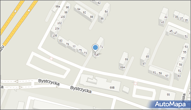 Wrocław, Bystrzycka, 71A, mapa Wrocławia