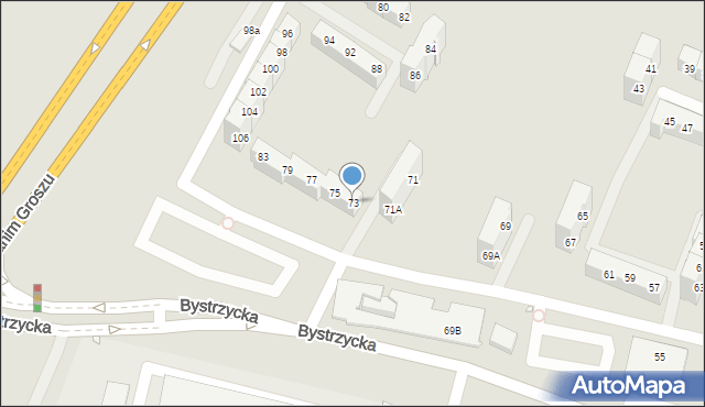 Wrocław, Bystrzycka, 73, mapa Wrocławia