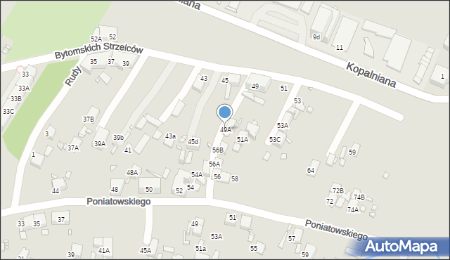 Zabrze, Bytomskich Strzelców, 49A, mapa Zabrza