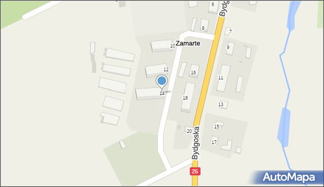 Zamarte, Bydgoska, 14, mapa Zamarte