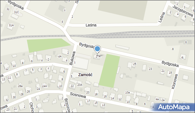 Zamość, Bydgoska, 27A, mapa Zamościa