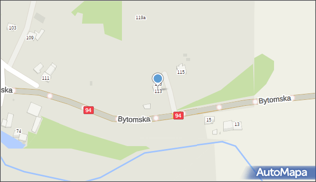 Zawada, Bytomska, 113, mapa Zawada