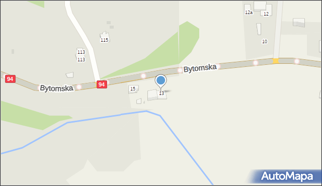 Zawada, Bytomska, 13, mapa Zawada