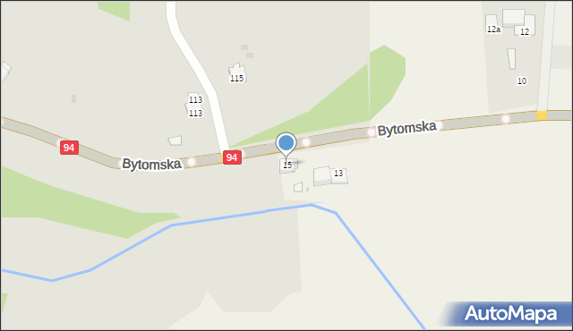 Zawada, Bytomska, 15, mapa Zawada