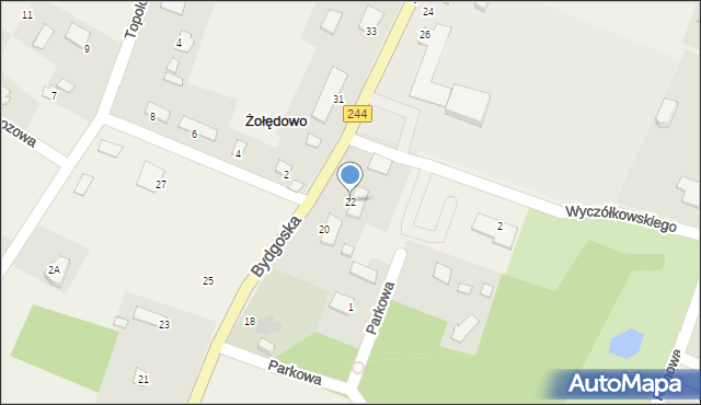 Żołędowo, Bydgoska, 22, mapa Żołędowo