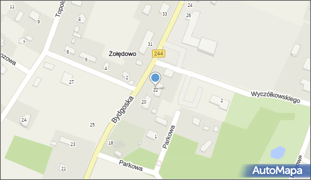 Żołędowo, Bydgoska, 22, mapa Żołędowo