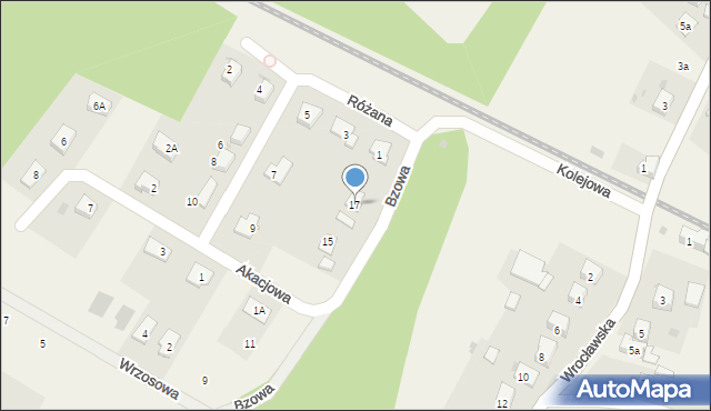 Księginice, Bzowa, 17, mapa Księginice