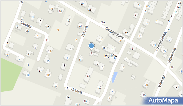 Mędłów, Bzowa, 1, mapa Mędłów