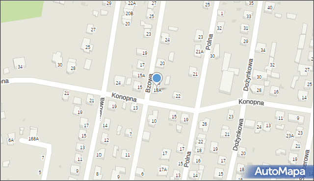 Ostrów Wielkopolski, Bzowa, 18A, mapa Ostrów Wielkopolski