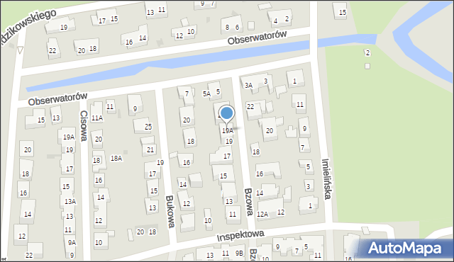 Warszawa, Bzowa, 19A, mapa Warszawy