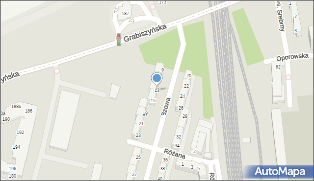 Wrocław, Bzowa, 13, mapa Wrocławia