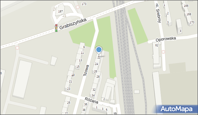 Wrocław, Bzowa, 22, mapa Wrocławia