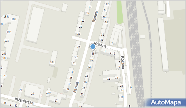 Wrocław, Bzowa, 38, mapa Wrocławia