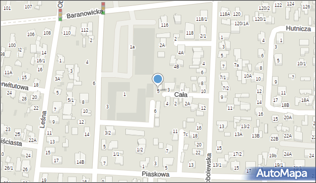 Białystok, Cała, 5, mapa Białegostoku