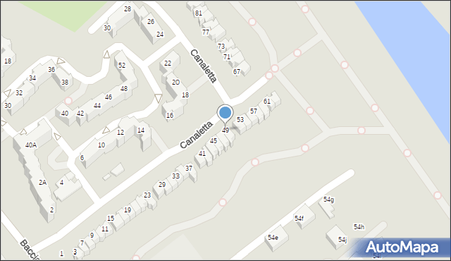 Wrocław, Canaletta Bernarda Belotta, 49, mapa Wrocławia