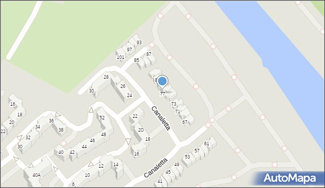 Wrocław, Canaletta Bernarda Belotta, 77, mapa Wrocławia