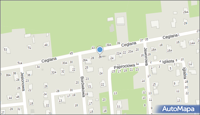 Biała Podlaska, Ceglana, 26, mapa Białej Podlaskiej