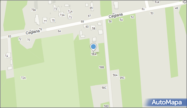 Biała Podlaska, Ceglana, 58A, mapa Białej Podlaskiej