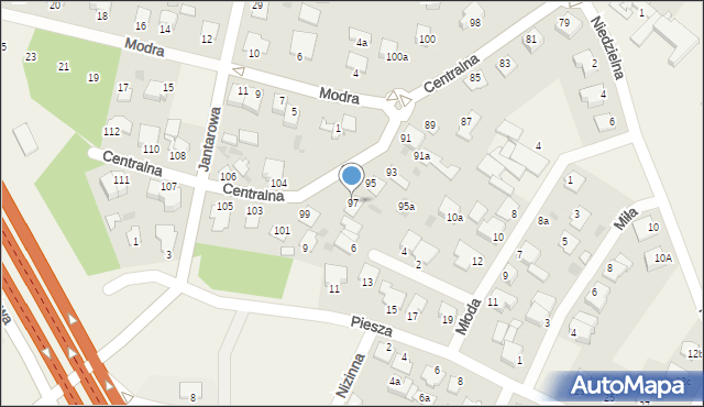 Białe Błota, Centralna, 97, mapa Białe Błota