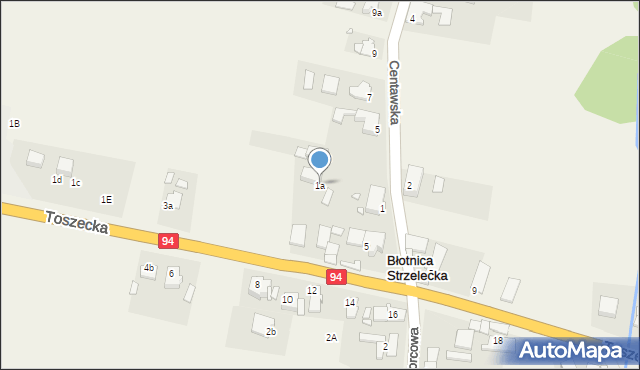 Błotnica Strzelecka, Centawska, 1a, mapa Błotnica Strzelecka