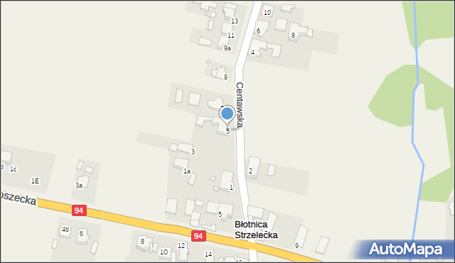 Błotnica Strzelecka, Centawska, 5, mapa Błotnica Strzelecka