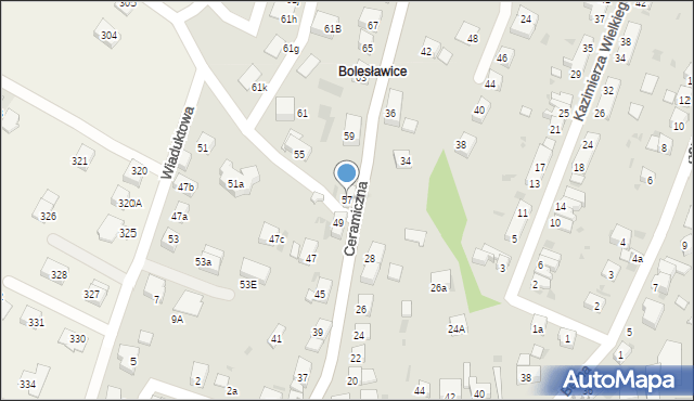 Bolesławiec, Ceramiczna, 57, mapa Bolesławca