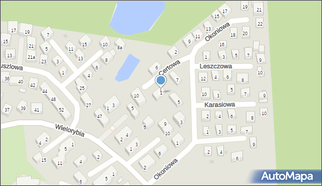 Bydgoszcz, Certowa, 1, mapa Bydgoszczy