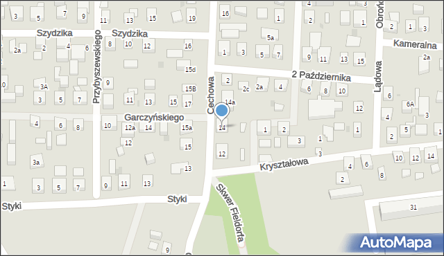 Bydgoszcz, Cechowa, 14, mapa Bydgoszczy