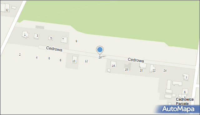 Cedrowice-Parcela, Cedrowa, 14, mapa Cedrowice-Parcela