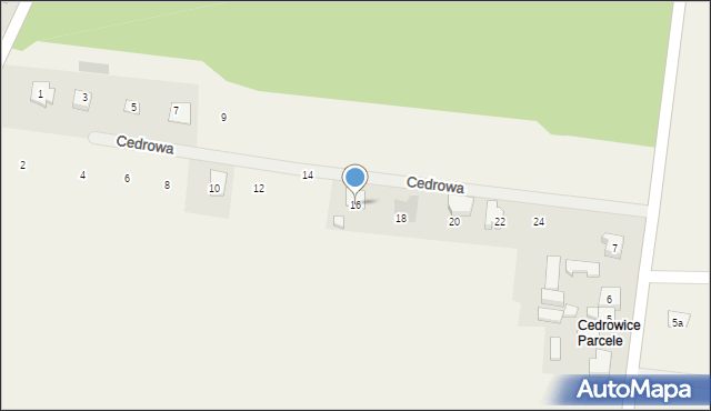 Cedrowice-Parcela, Cedrowa, 16, mapa Cedrowice-Parcela
